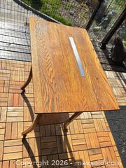 MaxSold Auction: Vintage Oak Side Table with Lower Shelf & Casters - Toronto (Ontario, Canada) SELLER MANAGED Downsizing Online Auction - Hannaford Street