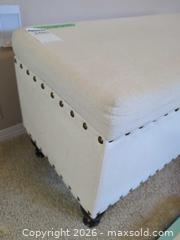 MaxSold Auction: Beige Upholstered Storage Ottoman Bench with Nailhead Trim - Langford (British Columbia, Canada) PARTNER MANAGED Moving Online Auction - Hull Road
