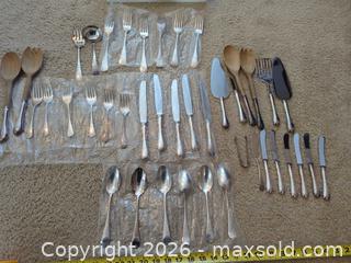 MaxSold Auction: Birks Vintage Silver E.Plated Flatware Set with Wooden Salad Spoons - Langford (British Columbia, Canada) PARTNER MANAGED Moving Online Auction - Hull Road