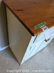 MaxSold Auction: Distressed Cream Wood Cabinet with Wood Top, 2 Doors & Drawer - Langford (British Columbia, Canada) PARTNER MANAGED Moving Online Auction - Hull Road
