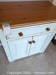 MaxSold Auction: Distressed Cream Wood Cabinet with Wood Top, 2 Doors & Drawer - Langford (British Columbia, Canada) PARTNER MANAGED Moving Online Auction - Hull Road