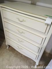MaxSold Auction: French Provincial White Wood Dresser with Gold Trim - Langford (British Columbia, Canada) PARTNER MANAGED Moving Online Auction - Hull Road