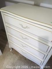 MaxSold Auction: French Provincial White Wood Dresser with Gold Trim - Langford (British Columbia, Canada) PARTNER MANAGED Moving Online Auction - Hull Road