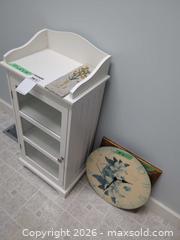 MaxSold Auction: Small White Painted Cabinet With Blue 14" Wall Clock - Langford (British Columbia, Canada) PARTNER MANAGED Moving Online Auction - Hull Road
