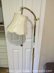 MaxSold Auction: Vintage Brass Adjustable Arm Floor Lamp with Cream Shade - Langford (British Columbia, Canada) PARTNER MANAGED Moving Online Auction - Hull Road