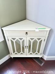 MaxSold Auction: White Corner Cabinet with Glass Doors and Storage Drawer - Langford (British Columbia, Canada) PARTNER MANAGED Moving Online Auction - Hull Road