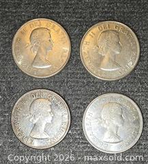 MaxSold Auction: 4 Canadian Silver Half Dollar Coins From 1964 - Burlington (Ontario, Canada) SELLER MANAGED Downsizing Online Auction - Townsend Avenue