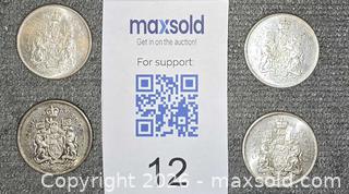 MaxSold Auction: 4 Canadian Silver Half Dollar Coins From 1964 - Burlington (Ontario, Canada) SELLER MANAGED Downsizing Online Auction - Townsend Avenue
