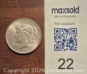 MaxSold Auction: US SILVER DOLLAR- 1922 Peace Dollar  - Burlington (Ontario, Canada) SELLER MANAGED Downsizing Online Auction - Townsend Avenue
