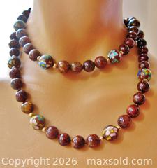 MaxSold Auction: 14K Gold Clasp/Spacer Beads, Cloisonne, Brown Gemstone Necklace  - Aurora (Ontario, Canada) PARTNER MANAGED Downsizing Online Auction - Murray Drive