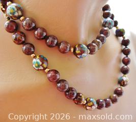MaxSold Auction: 14K Gold Clasp/Spacer Beads, Cloisonne, Brown Gemstone Necklace  - Aurora (Ontario, Canada) PARTNER MANAGED Downsizing Online Auction - Murray Drive
