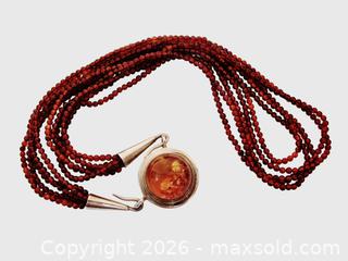 MaxSold Auction: Amber Sterling Silver Beaded Necklace - Aurora (Ontario, Canada) PARTNER MANAGED Downsizing Online Auction - Murray Drive