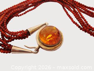 MaxSold Auction: Amber Sterling Silver Beaded Necklace - Aurora (Ontario, Canada) PARTNER MANAGED Downsizing Online Auction - Murray Drive