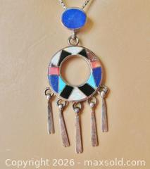 MaxSold Auction: Native American Zuni Sterling Silver Inlay Pendant Necklace  - Aurora (Ontario, Canada) PARTNER MANAGED Downsizing Online Auction - Murray Drive