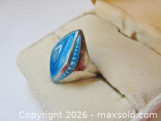 MaxSold Auction: Nora Gulbrandsen Norway Sterling Silver Guilloche Enamel Ring Size 5.5 Adjustable  - Aurora (Ontario, Canada) PARTNER MANAGED Downsizing Online Auction - Murray Drive