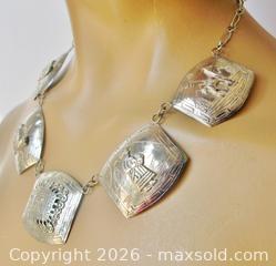 MaxSold Auction: Vintage Peru Silver Panel Necklace - Aurora (Ontario, Canada) PARTNER MANAGED Downsizing Online Auction - Murray Drive
