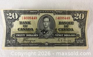 MaxSold Auction: 1937 $20 Banknote - Burlington (Ontario, Canada) SELLER MANAGED Estate Sale Online Auction - Bellwood Avenue