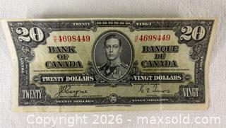 MaxSold Auction: 1937 $20 Banknote - Burlington (Ontario, Canada) SELLER MANAGED Estate Sale Online Auction - Bellwood Avenue