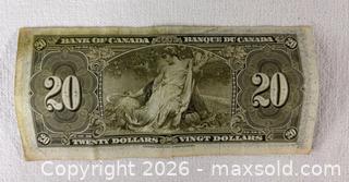 MaxSold Auction: 1937 $20 Banknote - Burlington (Ontario, Canada) SELLER MANAGED Estate Sale Online Auction - Bellwood Avenue