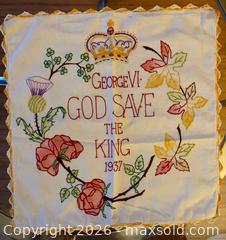 MaxSold Auction: 1937 George VI Pillow Case & Tablecloth - Burlington (Ontario, Canada) SELLER MANAGED Estate Sale Online Auction - Bellwood Avenue