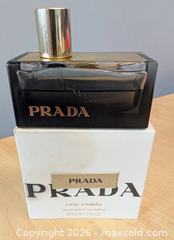 MaxSold Auction: Prada L'Eau Ambree EDP 2009 50 ml. Collectable Vintage Discontinued Partial 3/4 Rare find! - Barrie (Ontario, Canada) SELLER MANAGED Reseller Online Auction - Innisfil Street (STORAGE)