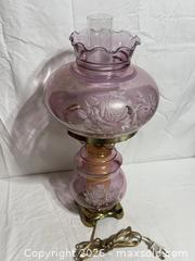 MaxSold Auction: RARE Antique Purple Lavender Pink Hurricane GONE WITH THE WIND Lamp  - Ottawa (Ontario, Canada) SELLER MANAGED Downsizing Online Auction - Prince Albert Street