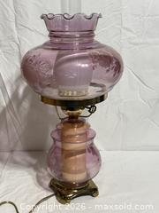 MaxSold Auction: RARE Antique Purple Lavender Pink Hurricane GONE WITH THE WIND Lamp  - Ottawa (Ontario, Canada) SELLER MANAGED Downsizing Online Auction - Prince Albert Street
