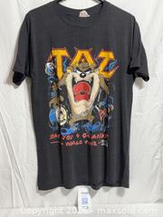 MaxSold Auction: Vintage TAZ T Shirt Single Stitch 1990 EAT YOU FOR BREAKFAST World Tour  - Ottawa (Ontario, Canada) SELLER MANAGED Downsizing Online Auction - Prince Albert Street