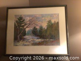 MaxSold Auction: Original Pastel Landscape/Seascape by Andrea Ross, Framed - Pickering (Ontario, Canada) SELLER MANAGED Reseller Online Auction - Regan Place