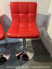 MaxSold Auction: Pair of Red Adjustable Swivel Bar Stools with Chrome Bases - Pickering (Ontario, Canada) SELLER MANAGED Reseller Online Auction - Regan Place