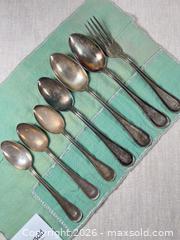 MaxSold Auction: 6 spoons and 1 fork hallmarked 0.800 silver - total weight of 264 grams  - Ottawa (Ontario, Canada) SELLER MANAGED Downsizing Online Auction - Daly Avenue