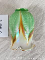 MaxSold Auction: Antique Feather Pulled Art Glass Lamp Shade - signed Savoy  - Ottawa (Ontario, Canada) SELLER MANAGED Downsizing Online Auction - Daly Avenue