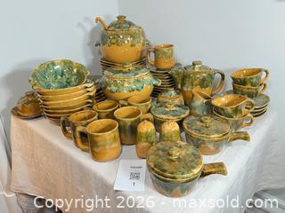 MaxSold Auction: Beauce (Canada) Ceramic Dinnerware Set with Green Drip Glaze - Ottawa (Ontario, Canada) SELLER MANAGED Downsizing Online Auction - Daly Avenue