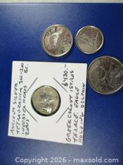 MaxSold Auction: Ancient Greek Silver Drachm Currency Coin. Inverted Heads Of Zeus. 300 BC To 200 BC. - Toronto (Ontario, Canada) SELLER MANAGED Estate Sale Online Auction - Annette Street