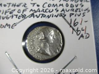 MaxSold Auction: Ancient Roman Silver Denarius Currency Coin. Empress FAUSTINA The Younger. 161-164 AD. - Toronto (Ontario, Canada) SELLER MANAGED Estate Sale Online Auction - Annette Street