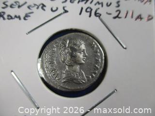 MaxSold Auction: Ancient Roman Silver Denarius Currency Coin. Empress JULIA DOMNA 196-211 AD.  - Toronto (Ontario, Canada) SELLER MANAGED Estate Sale Online Auction - Annette Street