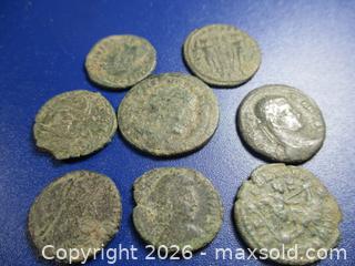 MaxSold Auction: Eight Ancient Roman Bronze & Copper Currency Coins. Late Roman Period. 100 To 300 AD. - Toronto (Ontario, Canada) SELLER MANAGED Estate Sale Online Auction - Annette Street