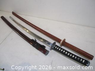 MaxSold Auction: Japan SAMURAI Sword Plus Hard Wood Samurai Practice Sword. - Toronto (Ontario, Canada) SELLER MANAGED Estate Sale Online Auction - Annette Street