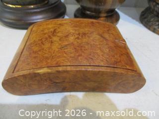 MaxSold Auction: Japanese Vintage Cloisonne Vase, Birds Eye Maple Trinket Box, Intricately Carved Wenge Elephant Motifs Lidded Jar. Mortar & Pestle. - Toronto (Ontario, Canada) SELLER MANAGED Estate Sale Online Auction - Annette Street