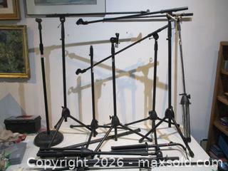 MaxSold Auction: Nine Stage Microphone Stands For Drums Or Other instruments & Singers. Plus One Guitar Stand. - Toronto (Ontario, Canada) SELLER MANAGED Estate Sale Online Auction - Annette Street