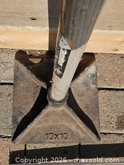 MaxSold Auction: 10x10 Cast Iron/Steel Plate Tamper with Wooden Handle - Ottawa (Ontario, Canada) SELLER MANAGED Downsizing Online Auction - Newport Crescent