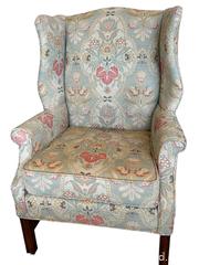 MaxSold Auction: Pair of Chippendale style upholstered mahogany wingback chairs - Ottawa (Dunrobin) (Ontario, Canada) SELLER MANAGED Downsizing Online Auction - Greenland Road