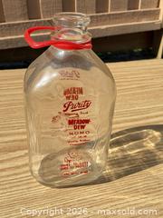 MaxSold Auction: 1950’s Purity Meadow-Dew 1/2 Gallon Glass Milk Jug - Saanich (British Columbia, Canada) SELLER MANAGED Downsizing Online Auction - Dunsterville Avenue