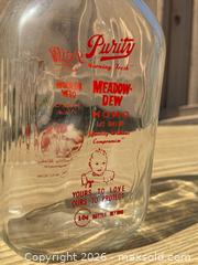 MaxSold Auction: 1950’s Purity Meadow-Dew 1/2 Gallon Glass Milk Jug - Saanich (British Columbia, Canada) SELLER MANAGED Downsizing Online Auction - Dunsterville Avenue