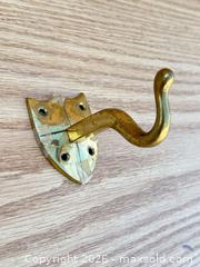 MaxSold Auction: Antique Brass Wall Coat Hook, Screw-On Mount, 4.5 in - Saanich (British Columbia, Canada) SELLER MANAGED Downsizing Online Auction - Dunsterville Avenue
