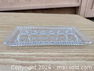 MaxSold Auction: Antique Clear Pressed Glass Rectangular Serving Tray - Saanich (British Columbia, Canada) SELLER MANAGED Downsizing Online Auction - Dunsterville Avenue