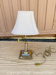 MaxSold Auction: Antique Traditional Brass & Chrome Adjustable Swing-Arm Table Lamp - Saanich (British Columbia, Canada) SELLER MANAGED Downsizing Online Auction - Dunsterville Avenue