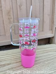 MaxSold Auction: Cultivated Concepts Co Cherry Print Pink/Clear Tumbler - Saanich (British Columbia, Canada) SELLER MANAGED Downsizing Online Auction - Dunsterville Avenue