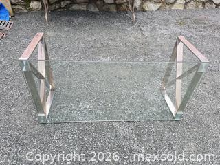 MaxSold Auction: Glass Top Coffee Table with Chrome Metal Base - Saanich (British Columbia, Canada) SELLER MANAGED Downsizing Online Auction - Dunsterville Avenue