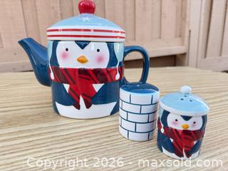 MaxSold Auction: Hand-Painted Ceramic Penguin Teapot with Penguin Salt & Pepper Shakers - Saanich (British Columbia, Canada) SELLER MANAGED Downsizing Online Auction - Dunsterville Avenue